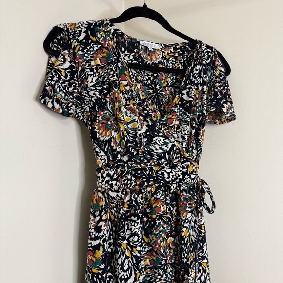 Patrons of Peace Colorful Floral Butterfly Wrap Dress | Spring Summer Boho Midi - Picture 3 of 6